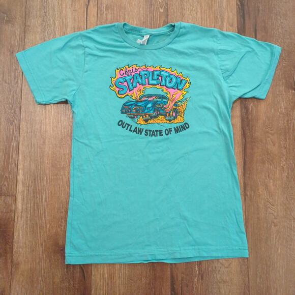 Chris Stapleton Youth XL Shirt Country Western Outlawy State of Mind Flame Car - Picture 1 of 8